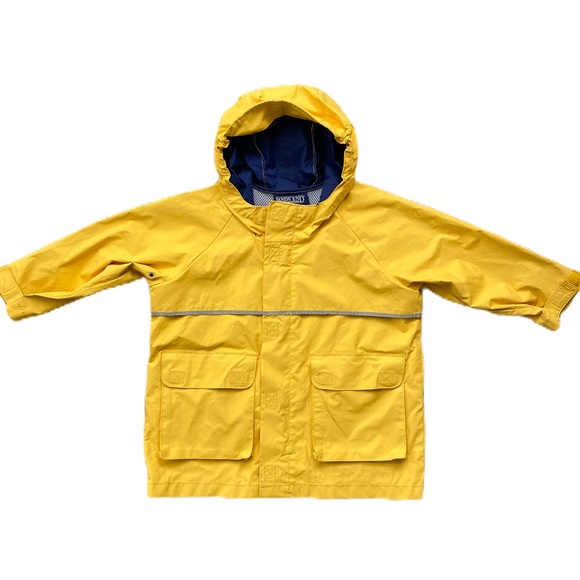 Lands End Kids Yellow Rain Coat Jacket 